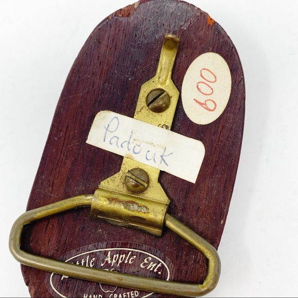 Vintage LITTLE APPLE ENT PADOUK Wood Belt Buckle - Picture 3 of 6